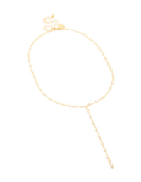 Gold Plated Cubic Zirconia Circle Detail Y-Necklace - link has visual effect only