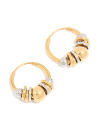 Waterproof Gold Plated Stainless Steel Small Rondell Clicker Hoop Earrings - link has visual effect only