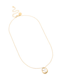 Waterproof Mixed Metal Plated Stainless Steel Open Pearl Pendant Necklace - link has visual effect only