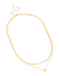 Waterproof Gold Plated Stainless Steel Snake Chain & Pebble Layered Necklace - link has visual effect only