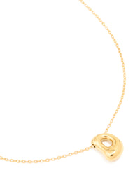 Waterproof Gold Plated Stainless Steel Large Bubble Letter D Necklace - link has visual effect only