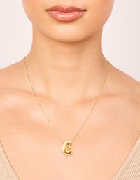 Waterproof Gold Plated Stainless Steel Large Bubble Letter G Necklace - link has visual effect only