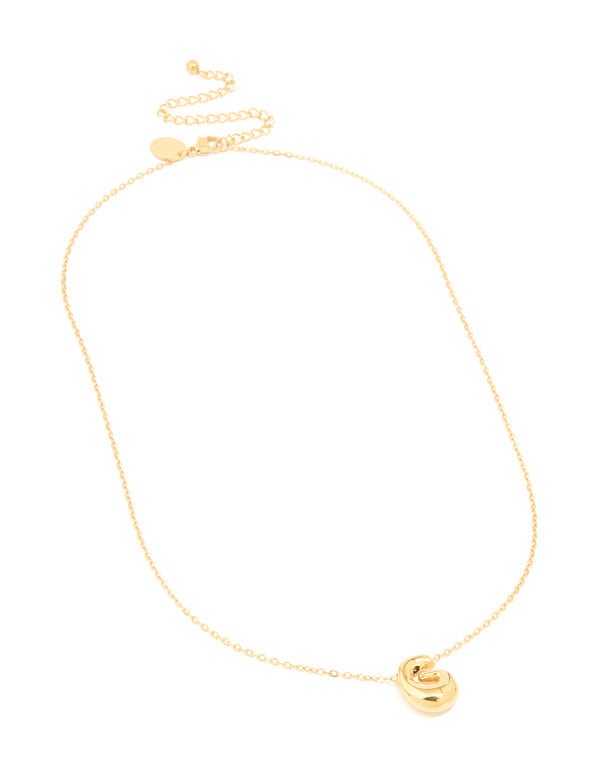 Waterproof Gold Plated Stainless Steel Large Bubble Letter G Necklace