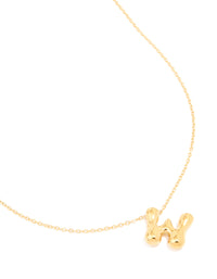 Waterproof Gold Plated Stainless Steel Large Bubble Letter W Necklace - link has visual effect only