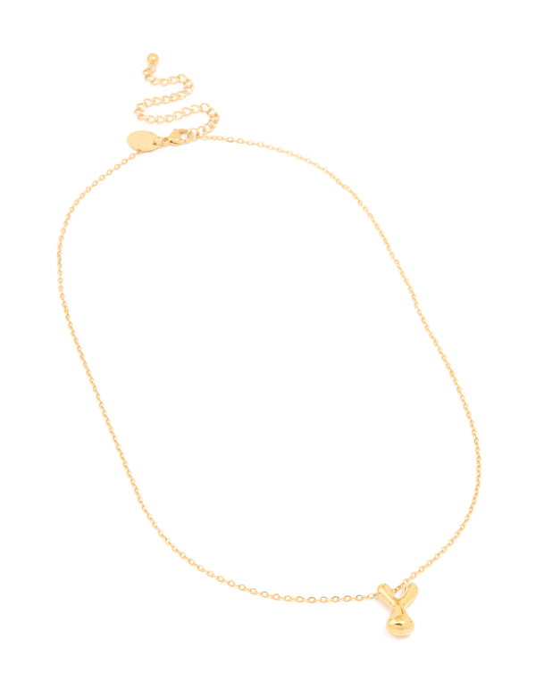 Waterproof Gold Plated Stainless Steel Large Bubble Letter Y Necklace