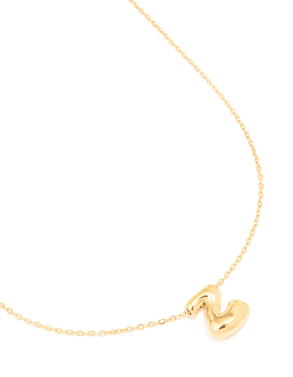 Waterproof Gold Plated Stainless Steel Large Bubble Letter Z Necklace