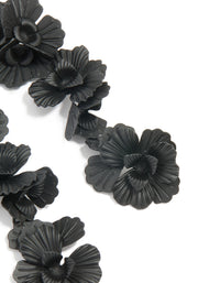 Black Coated Metal Floral Drop Earrings - link has visual effect only
