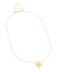 Gold Plated Cubic Zirconia Spinning Dragonfly Necklace - link has visual effect only