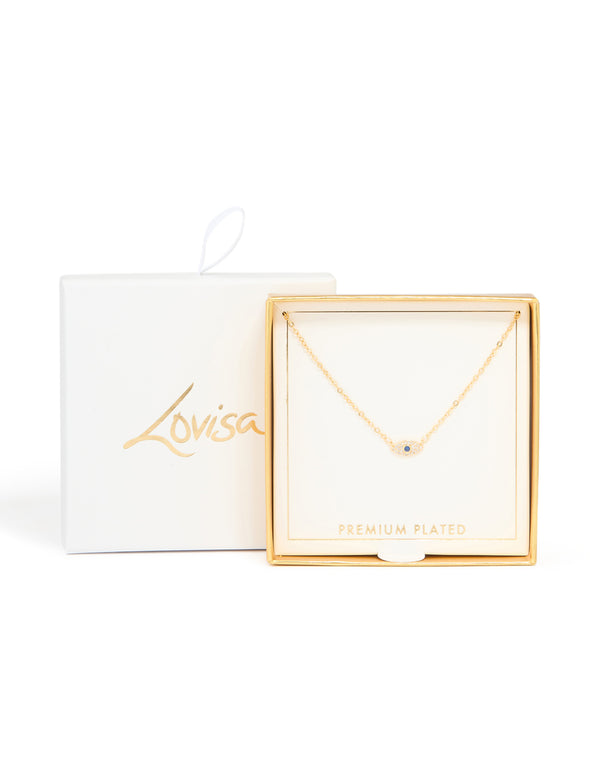 Gold Plated Cubic Zirconia Evil Eye Necklace