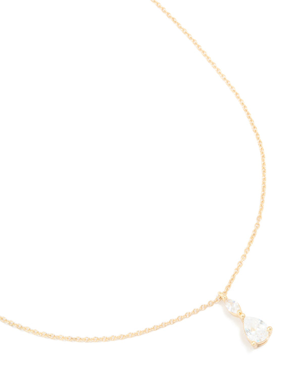 Gold Plated Cubic Zirconia Solitaire Pendant Necklace