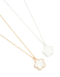Mixed Metal Flower Necklaces 2-Pack - link has visual effect only