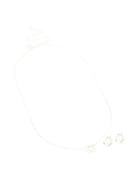 Silver Plated Twisted Circle Necklace & Earrings Set - link has visual effect only