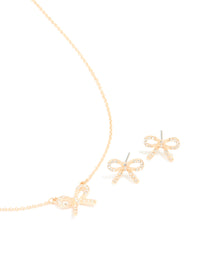 Gold Bow Necklace & Earrings Set - link has visual effect only