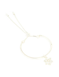 Silver Plated Cubic Zirconia Flower Toggle Bangle - link has visual effect only