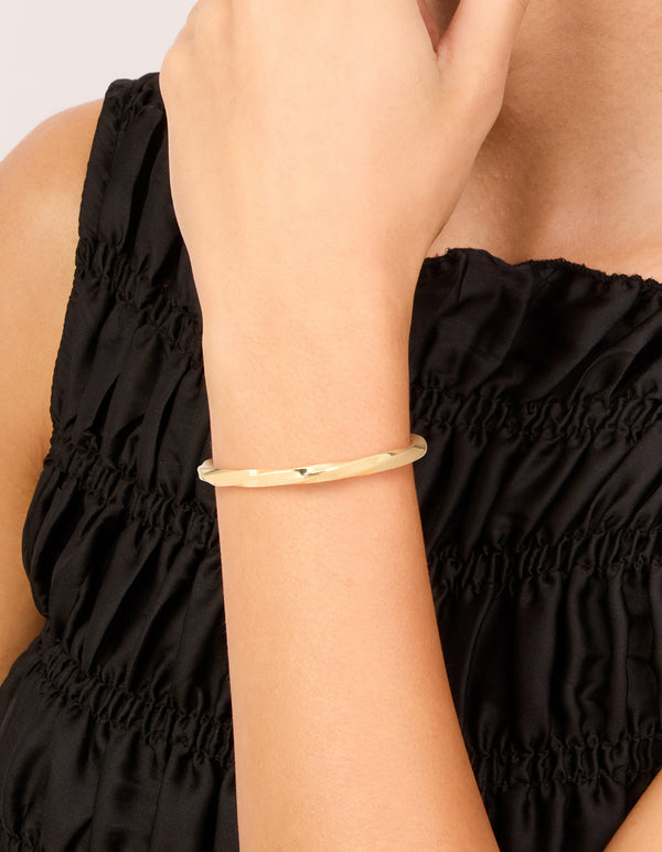 Gold Plated Twisted Toggle Bangle