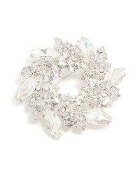 Silver Diamante Leaf Wreath Brooch - link has visual effect only