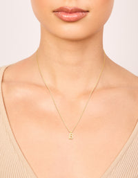 Gold Plated Brass Cubic Zirconia Letter B Pendant Necklace - link has visual effect only