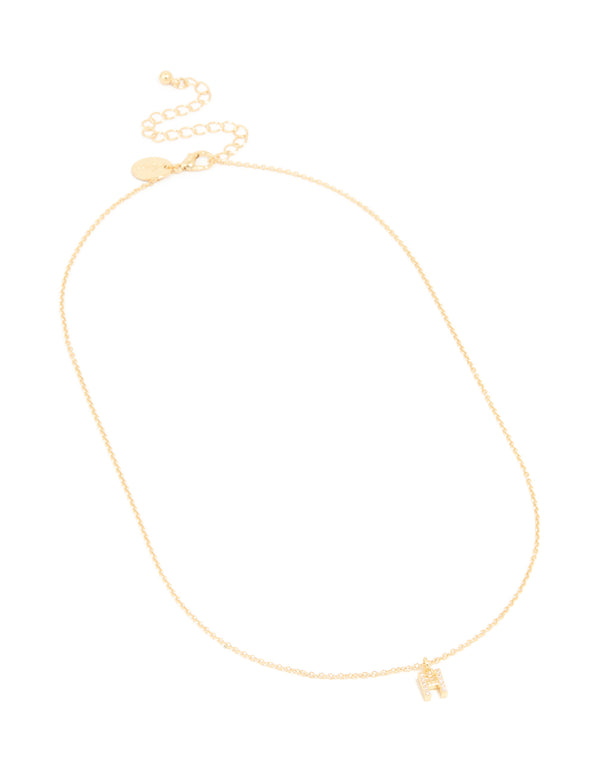 Gold Plated Cubic Zirconia Letter H Necklace