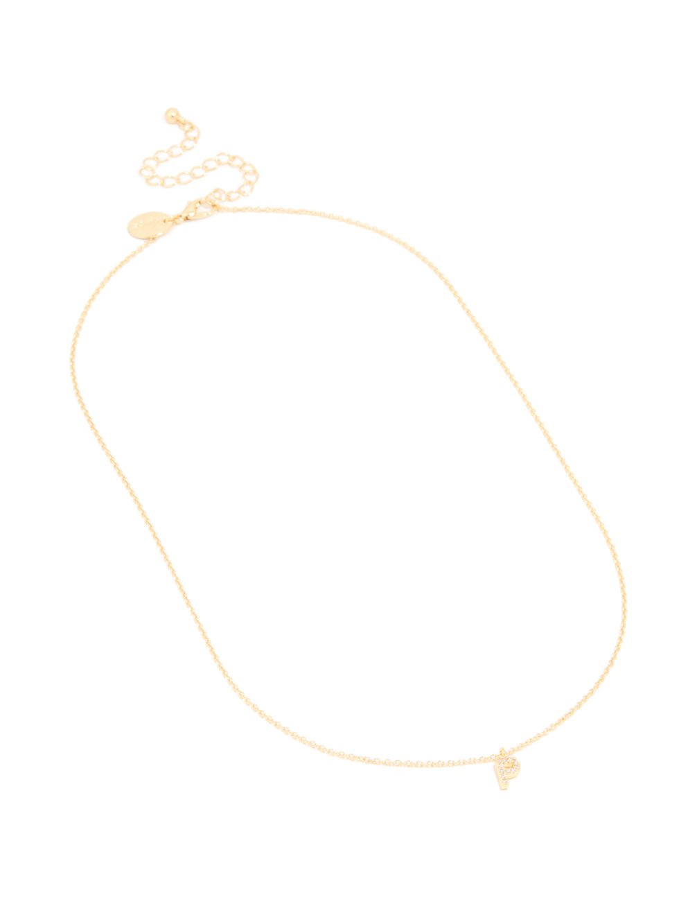 Gold Plated Cubic Zirconia Letter P Necklace