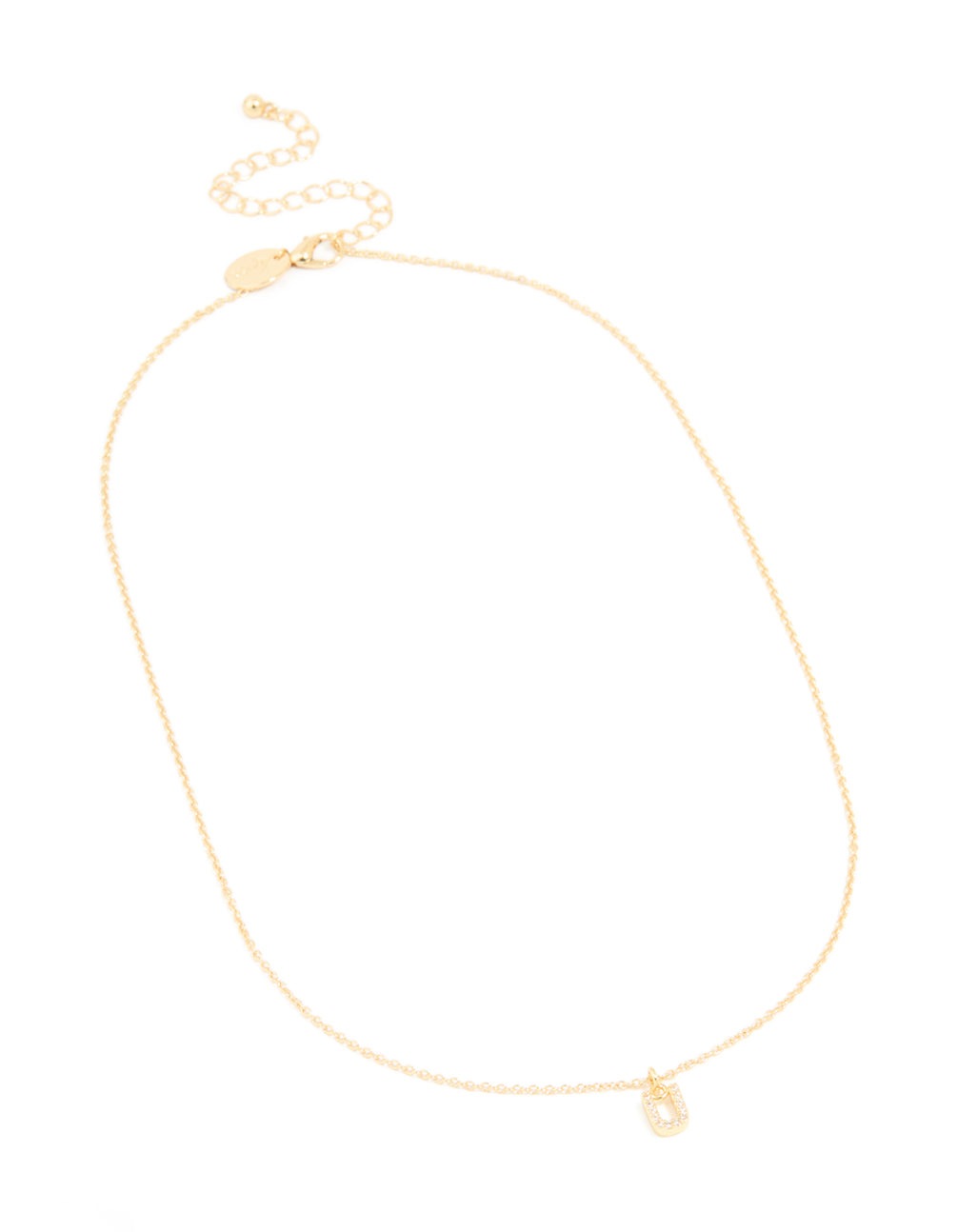 Gold Plated Cubic Zirconia Letter U Necklace