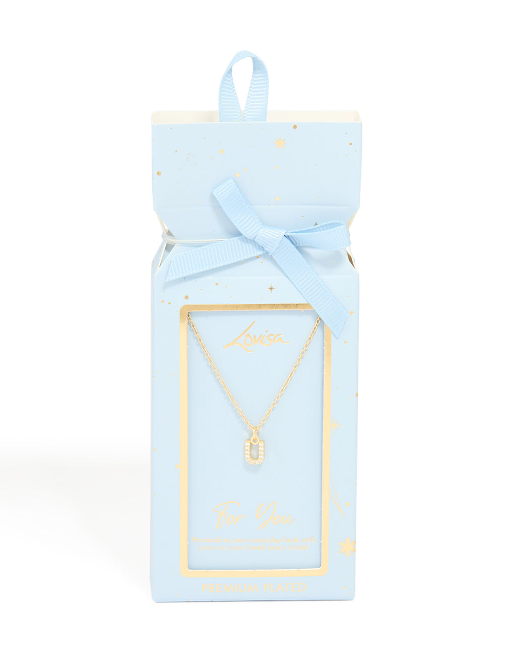 Gold Plated Cubic Zirconia Letter U Necklace