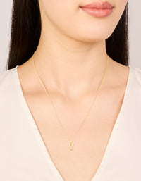 Gold Plated Cubic Zirconia Letter V Necklace - link has visual effect only
