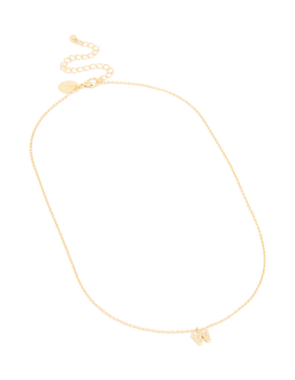 Gold Plated Cubic Zirconia Letter W Necklace