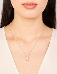 Kids Gold Cubic Zirconia Letter I Necklace - link has visual effect only