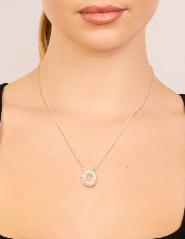 Kids Gold Cubic Zirconia Letter O Necklace