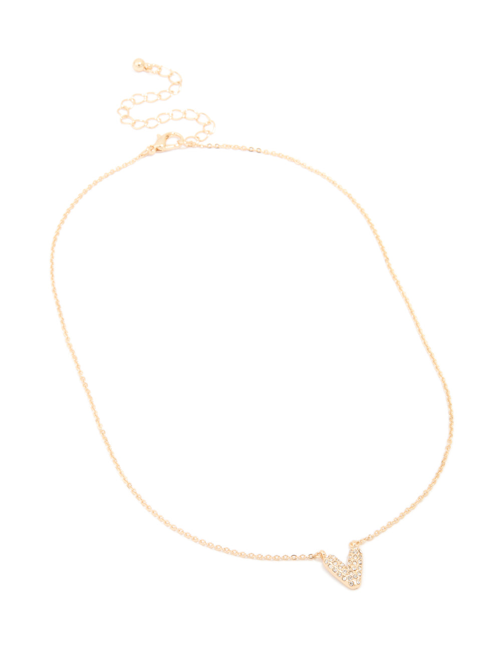 Kids Gold Cubic Zirconia Letter V Necklace