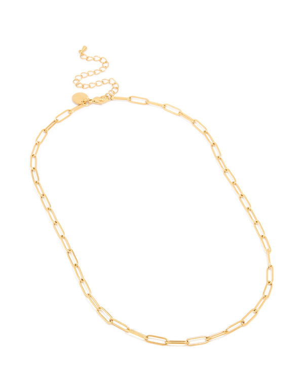 Waterproof Gold Plated Stainless Steel Open Oval Link Necklace