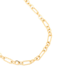 Waterproof Gold Plated Stainless Steel Multi-Link Chain Necklace - link has visual effect only