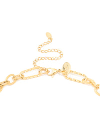 Waterproof Gold Plated Stainless Steel Multi-Link Chain Necklace - link has visual effect only