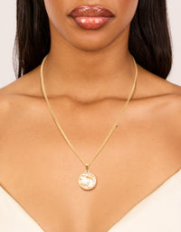 Waterproof Gold Plated Stainless Steel Pisces Circle Zodiac Sign Necklace - link has visual effect only