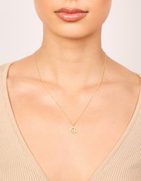 Waterproof Gold Plated Stainless Steel Cubic Zirconia Cancer Zodiac Sign Necklace - link has visual effect only