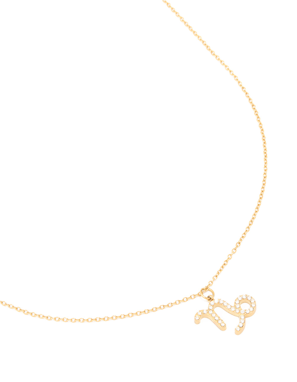 Waterproof Gold Plated Stainless Steel Cubic Zirconia Capricorn Zodiac Sign Necklace