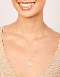 Waterproof Gold Plated Stainless Steel Cubic Zirconia Gemini Zodiac Sign Necklace - link has visual effect only