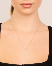 Waterproof Gold Plated Stainless Steel Cubic Zirconia Libra  Zodiac Sign Necklace - link has visual effect only