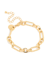 Waterproof Gold Plated Stainless Steel Multi-Link Chain Bracelet - link has visual effect only