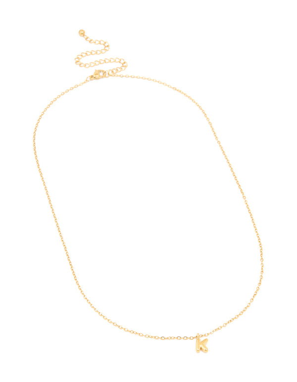 Waterproof Gold Plated Stainless Steel Mini Bubble Letter K Necklace
