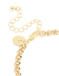 Gold Plated Brass Cubic Zirconia Diamante Chain Bracelet - link has visual effect only
