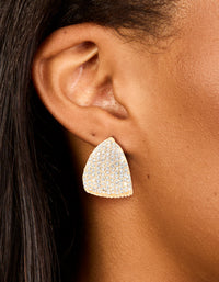 Gold Plated Wide Diamante Cluster Hoop Earrings - link has visual effect only