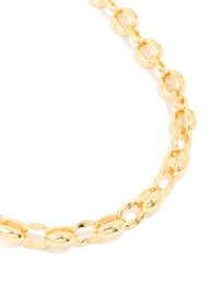 Gold Plated Chunky Round Chain Link Necklace - link has visual effect only