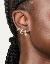 Gold Emerald & Clear Cubic Zirconia Huggie Earrings 3-Pack - link has visual effect only