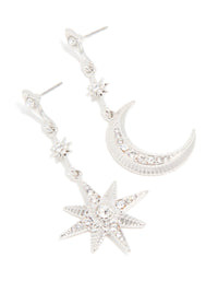 Silver Diamante Sun & Moon Drop Earrings - link has visual effect only