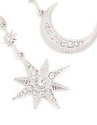 Silver Diamante Sun & Moon Drop Earrings - link has visual effect only