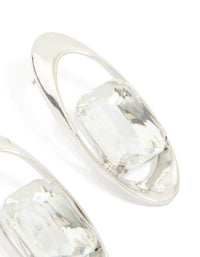 Silver Diamante Oval Stud Earrings - link has visual effect only