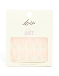 Pink French Tip Floral Art Press On Nails 24-Set - link has visual effect only