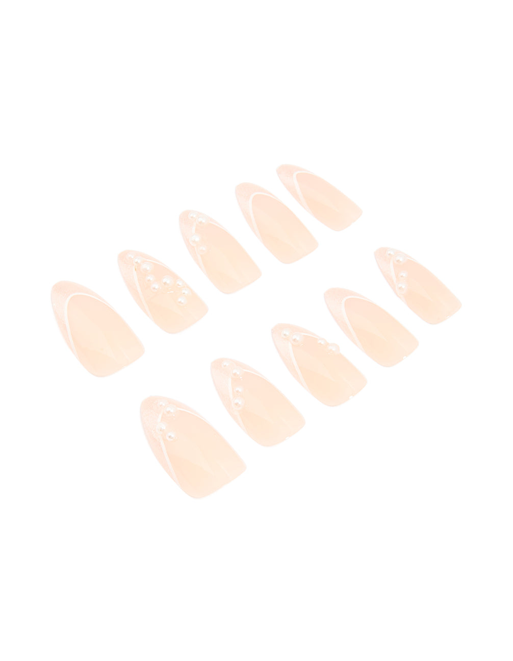 Pink Metallic French Tip Pearl Press On Nails 24-Set