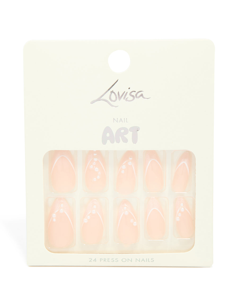 Pink Metallic French Tip Pearl Press On Nails 24-Set